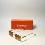 Cartier Gold Rimless Sunglasses – Brown Gradient Lens with Signature Detailing
