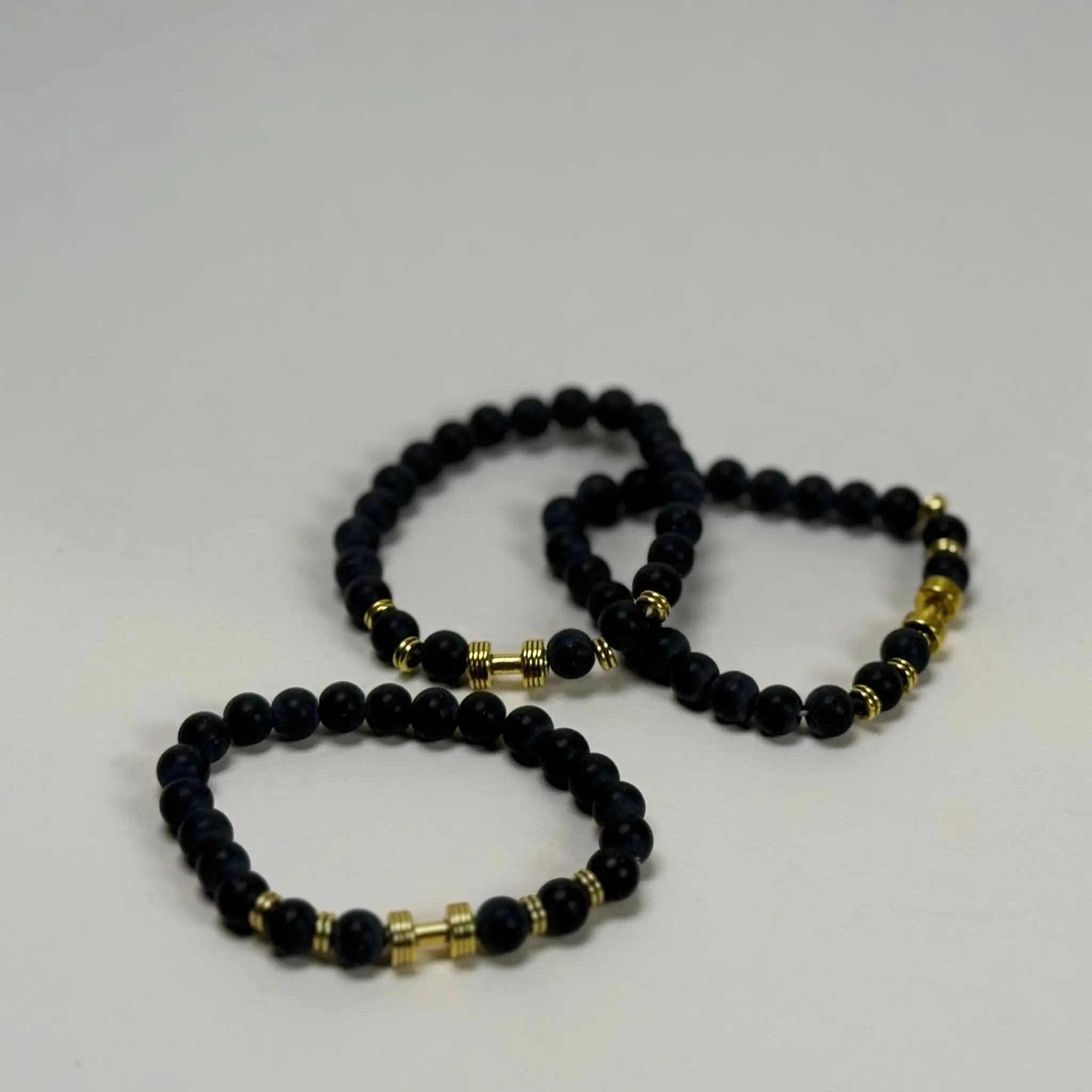 Matte Black Beaded Dumbbell & Fitness Bracelets