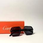 Cartier Rimless Square Sunglasses – Black Lens & Gold Detailing