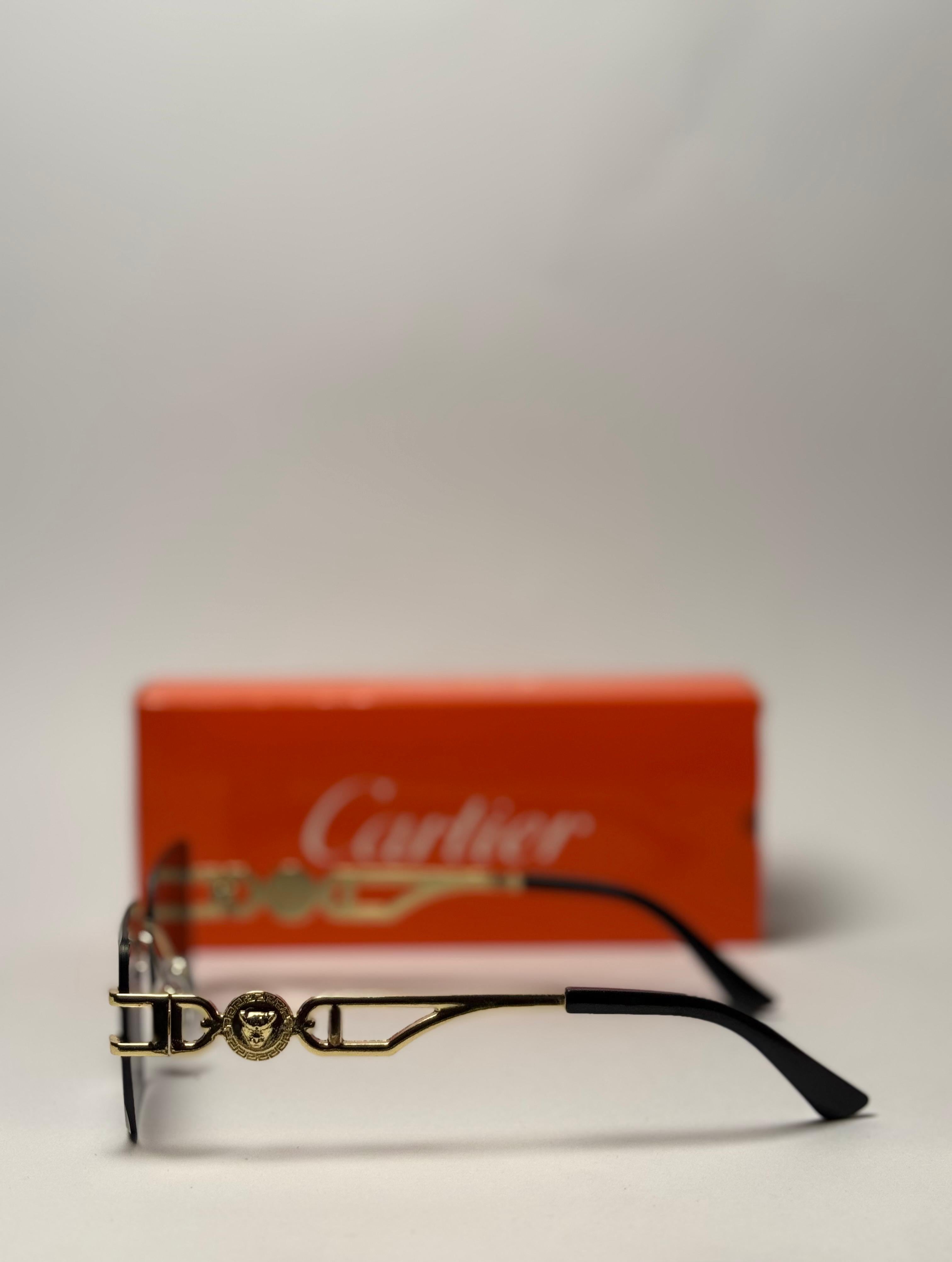 Cartier Rimless Geometric Sunglasses – Gold Frame with Brown Gradient Lenses GenVogue