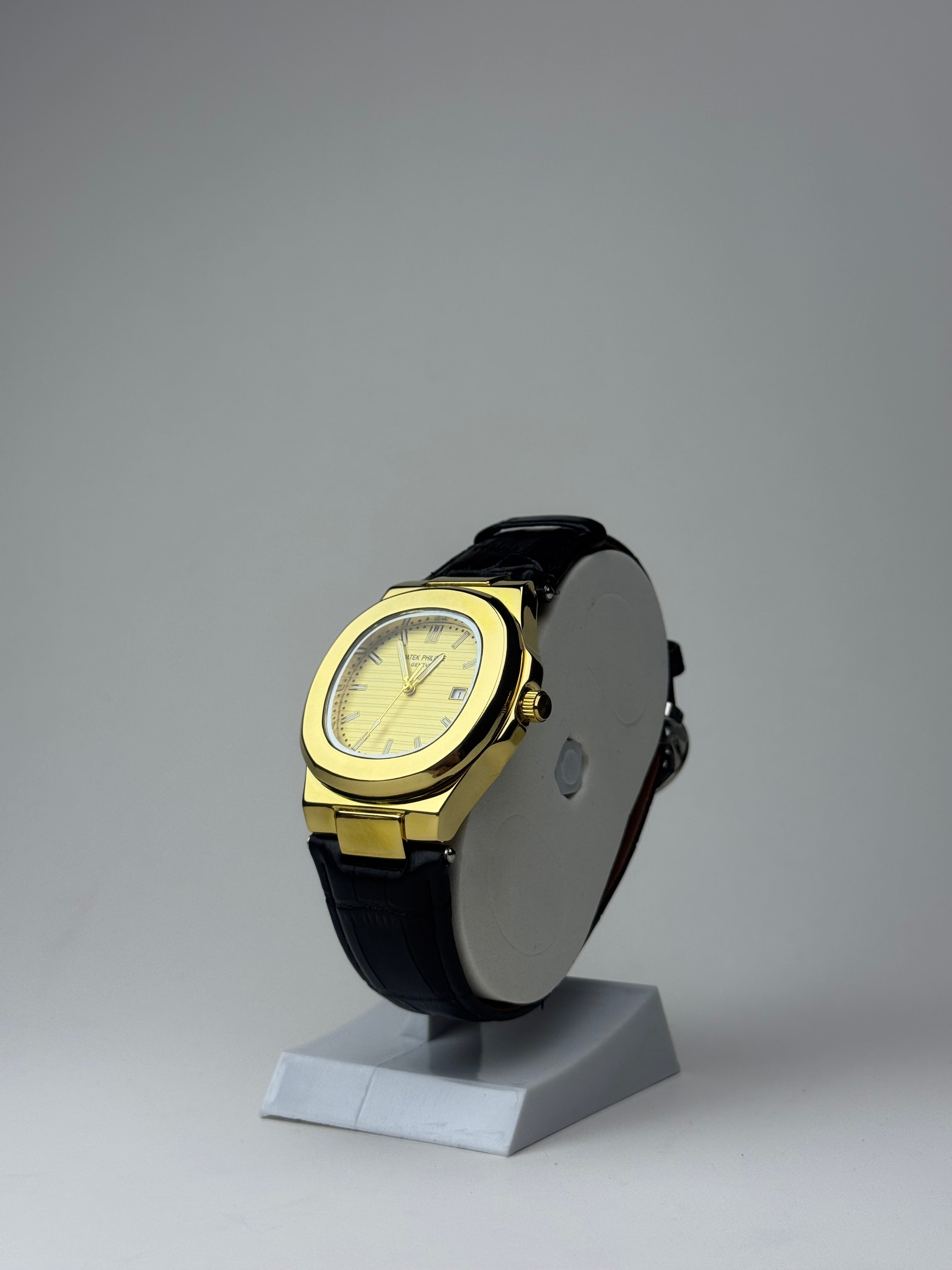 Patek Philippe Nautilus Black Leather - Gold Dial GenVogue