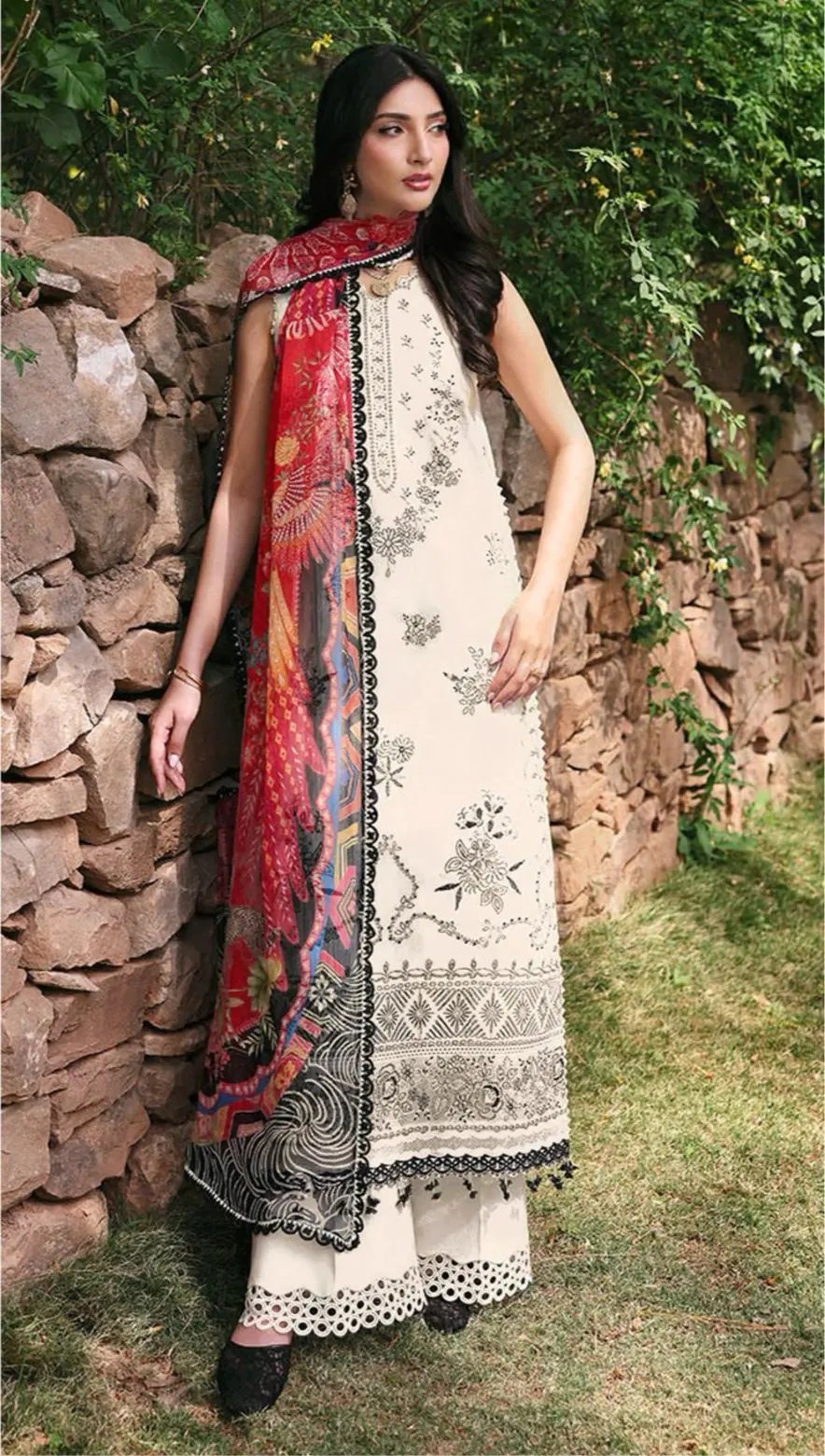 Soft Dhanak 3 Piece Embroidered unstitched with Printed pashmina wool Shawl