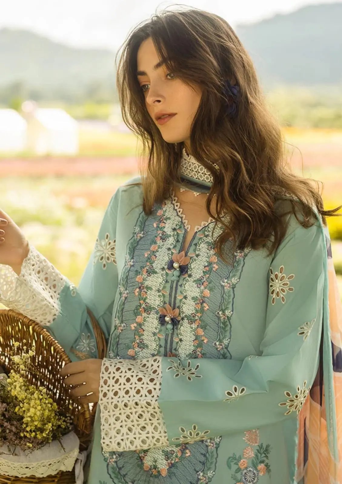 Soft Dhanak 3 Piece Embroidered with Printed pashmina wool Shawl